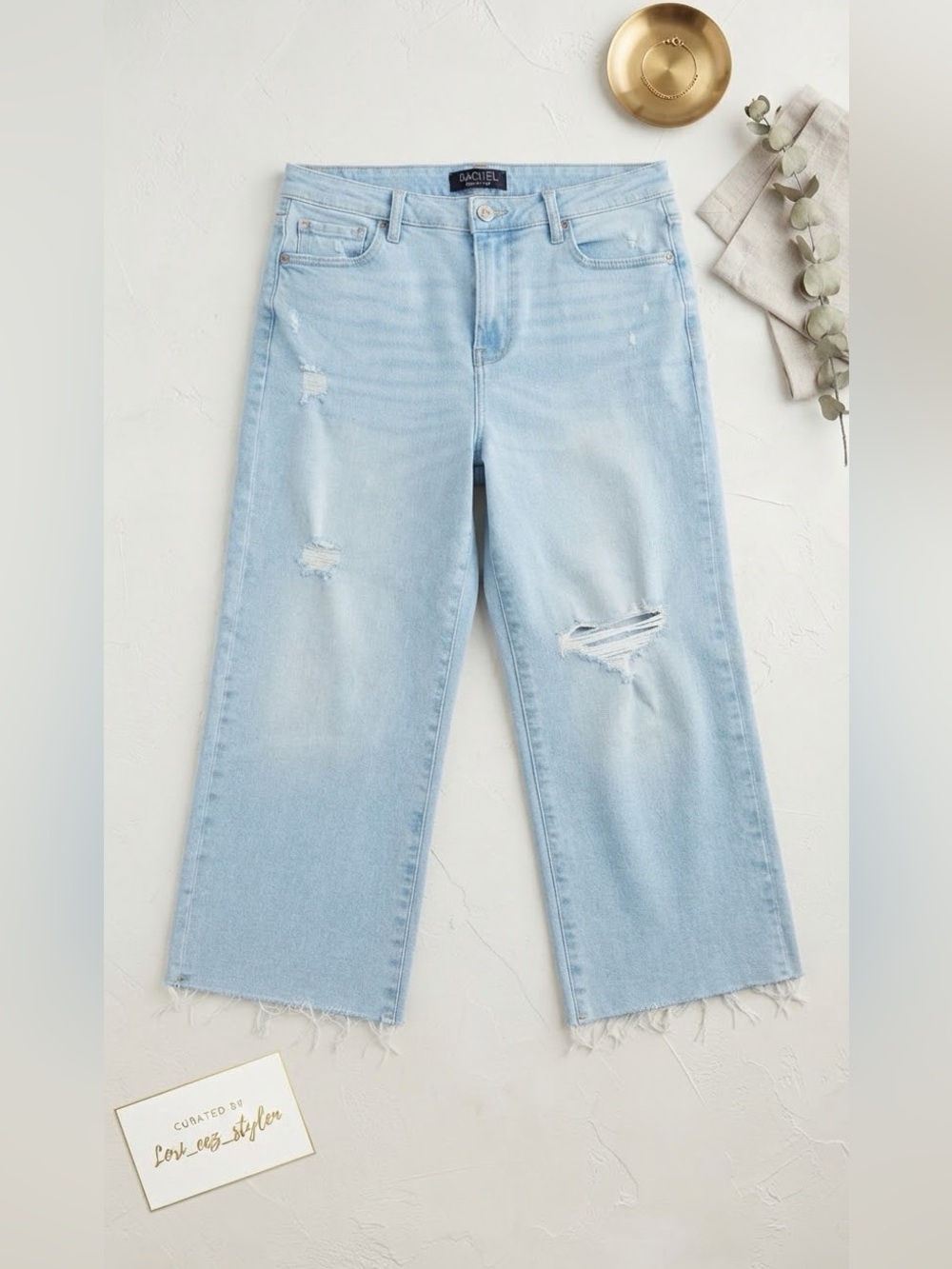 RACHEL Rachel Roy Light Wash Cropped Distressed Jeans